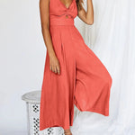 Glamour-Allure: V-Neck High-Waist Jumpsuit