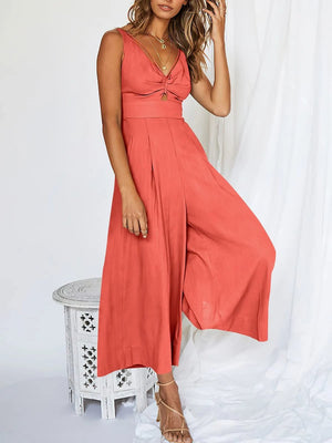 Glamour-Allure: V-Neck High-Waist Jumpsuit