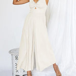 Glamour-Allure: V-Neck High-Waist Jumpsuit