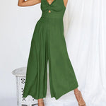 Glamour-Allure: V-Neck High-Waist Jumpsuit