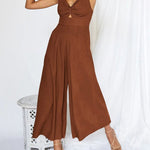 Glamour-Allure: V-Neck High-Waist Jumpsuit