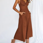 Glamour-Allure: V-Neck High-Waist Jumpsuit