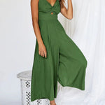 Glamour-Allure: V-Neck High-Waist Jumpsuit