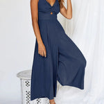 Glamour-Allure: V-Neck High-Waist Jumpsuit