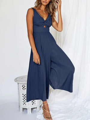 Glamour-Allure: V-Neck High-Waist Jumpsuit