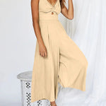 Glamour-Allure: V-Neck High-Waist Jumpsuit
